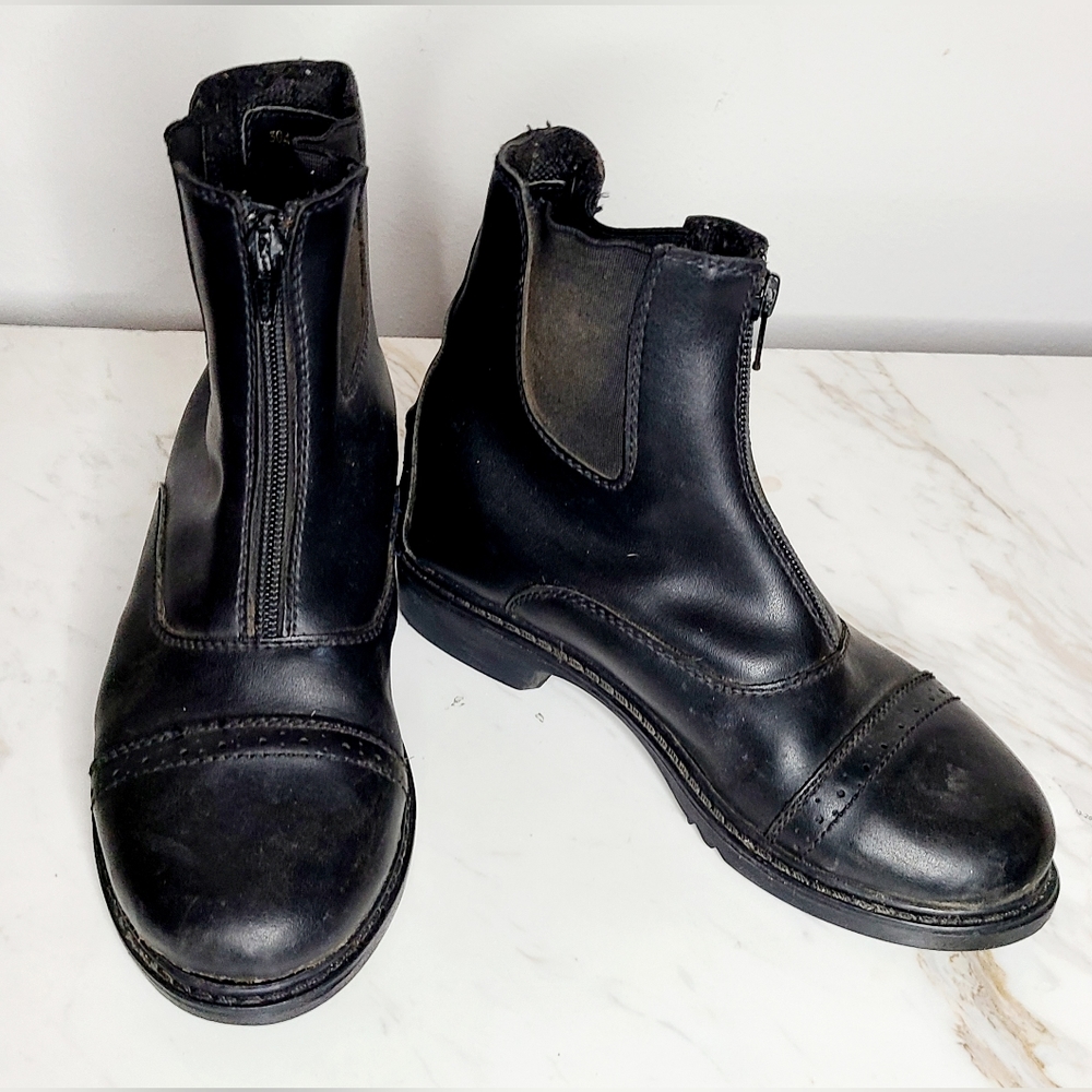 TuffRider Children’s Starter Front Zip Paddock Boots Black 3040 Sz 4